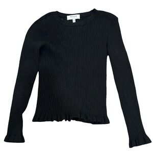 EUC Milly Girls 8 Black Ribbed Long Sleeve Top